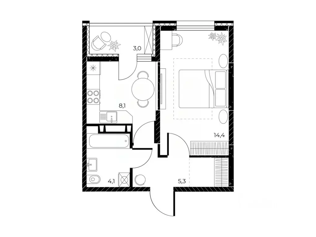 1-к кв. Ростовская область, Ростов-на-Дону Театральный просп. (33.4 м) - Фото 2