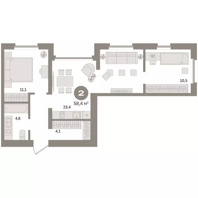 2-комнатная квартира: Екатеринбург, улица Советских Женщин (58.4 м) - Фото 2