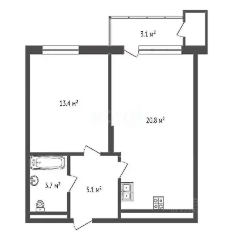 1-к кв. Удмуртия, Ижевск ул. Холмогорова, 89 (46.3 м) - Фото 1