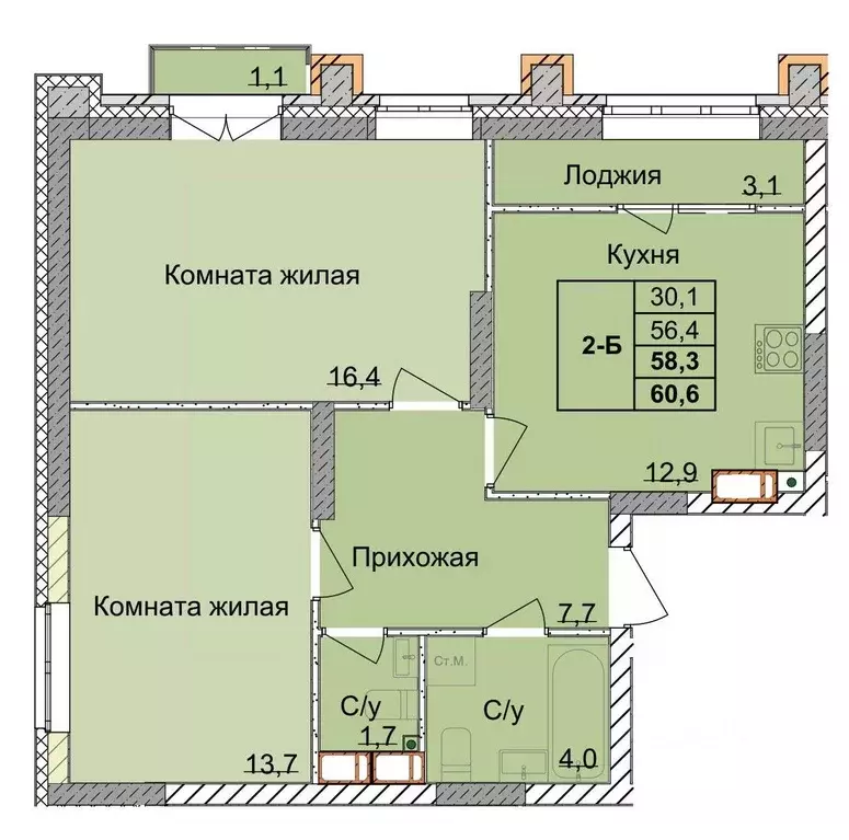 2-к кв. Нижегородская область, Нижний Новгород 1-я Оранжерейная ул. ... - Фото 0