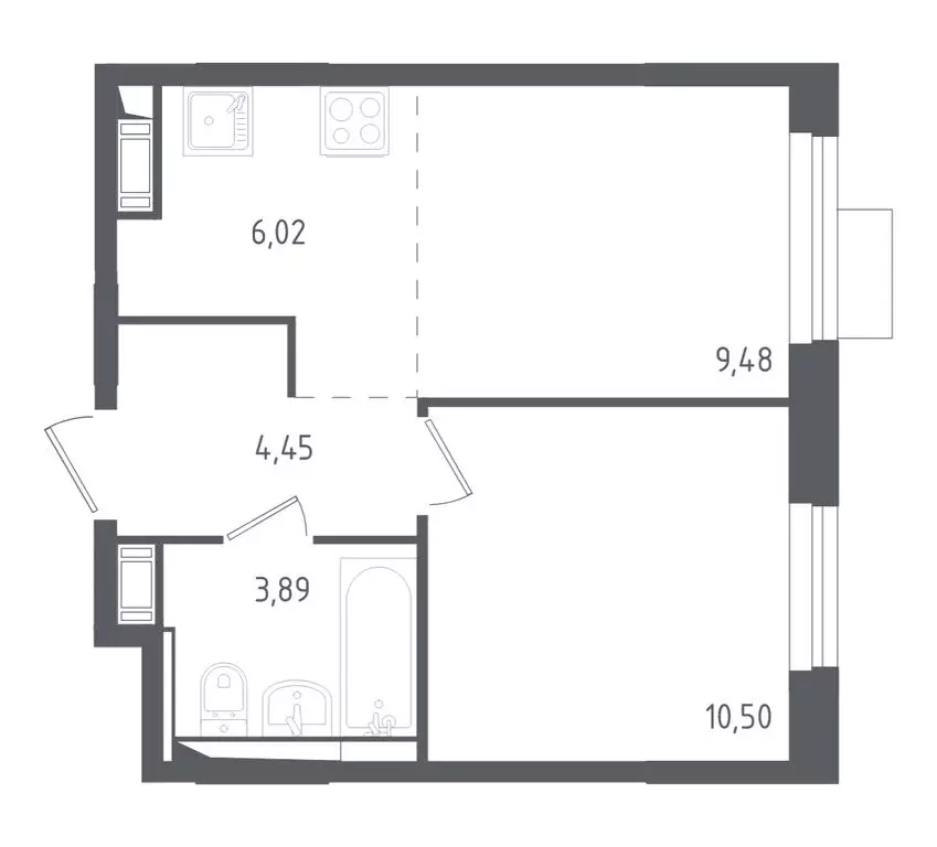 1-комнатная квартира: деревня Юрлово, к1/2 (34.4 м) - Фото 1