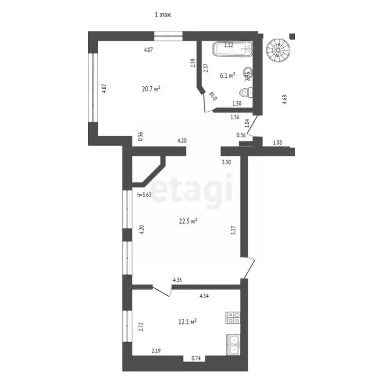 2-к кв. Крым, Ялта ул. Руданского, 10 (61.4 м) - Фото 1