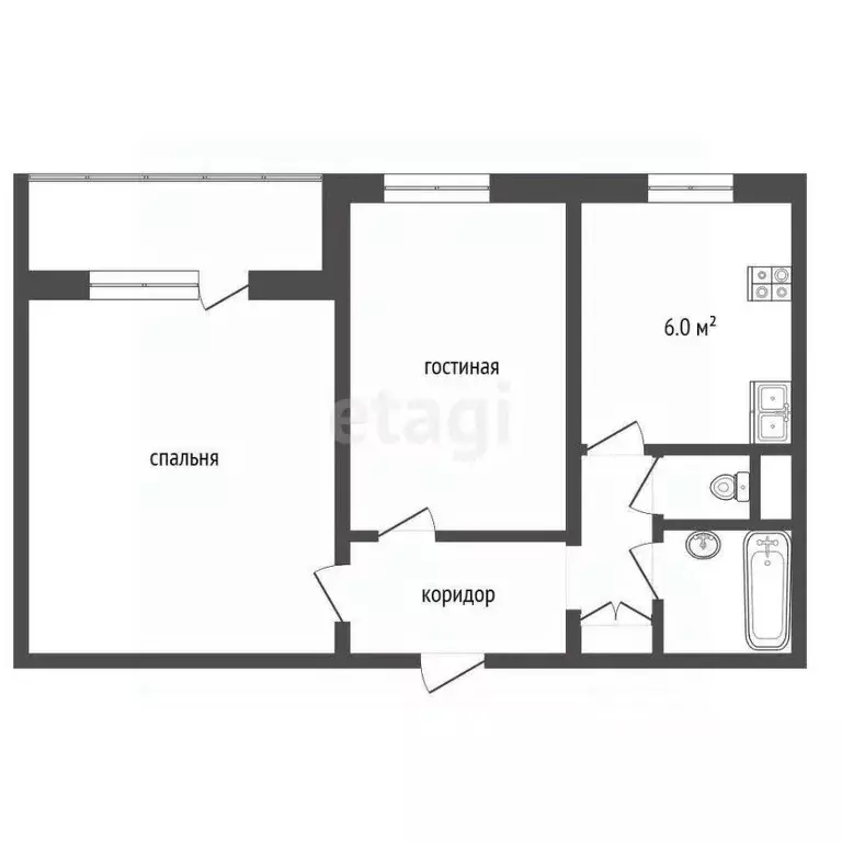 2-к кв. Архангельская область, Новодвинск ул. Уборевича, 38 (42.8 м) - Фото 0