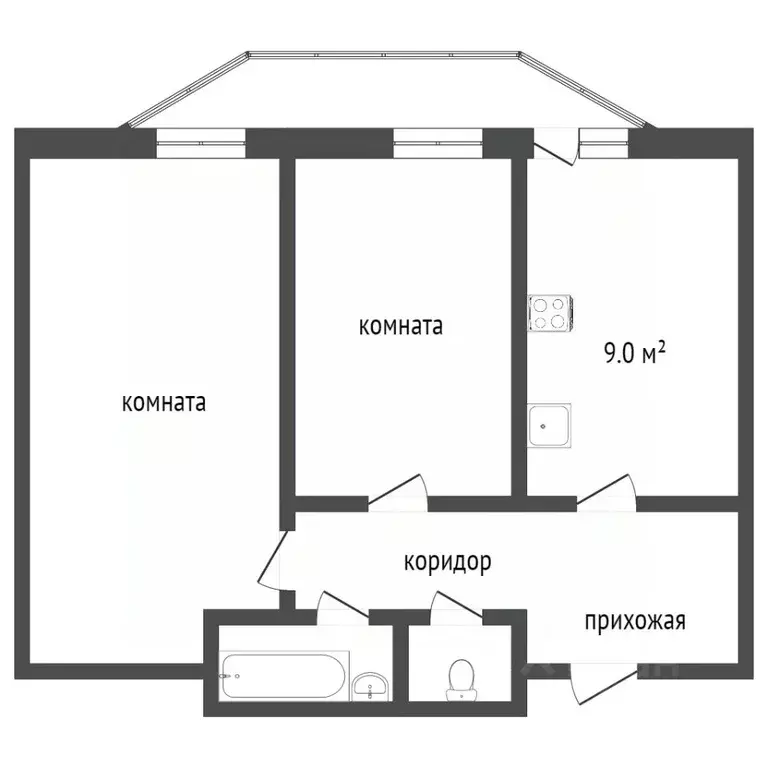2-к кв. Воронежская область, Воронеж ул. Переверткина, 52 (43.5 м) - Фото 2