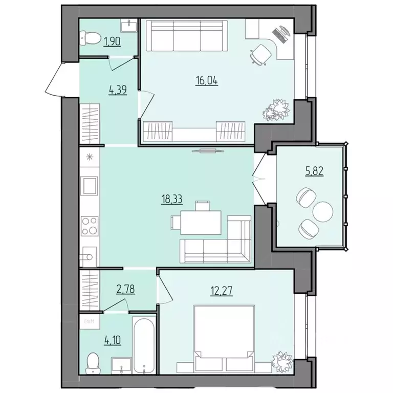 2-к кв. Ярославская область, Рыбинск Февральская ул. (62.72 м) - Фото 1