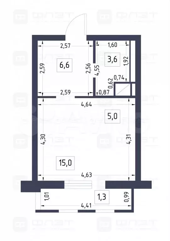 Квартира-студия, 34 м, 6/19 эт. - Фото 0