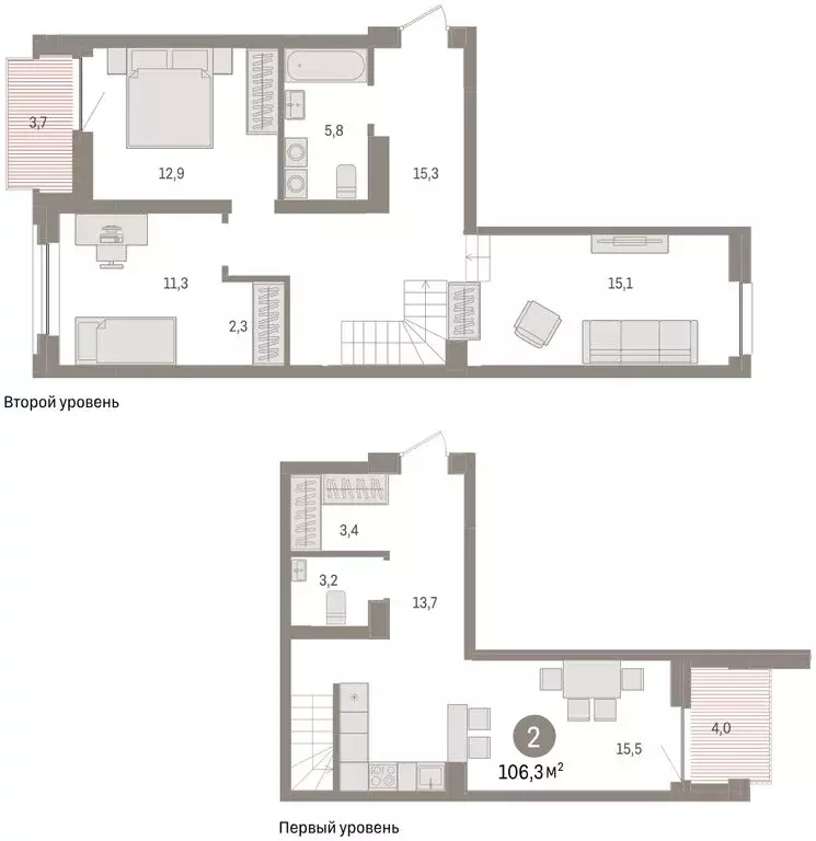 2-комнатная квартира: Тюмень, жилой комплекс Речной Порт (110.9 м) - Фото 2