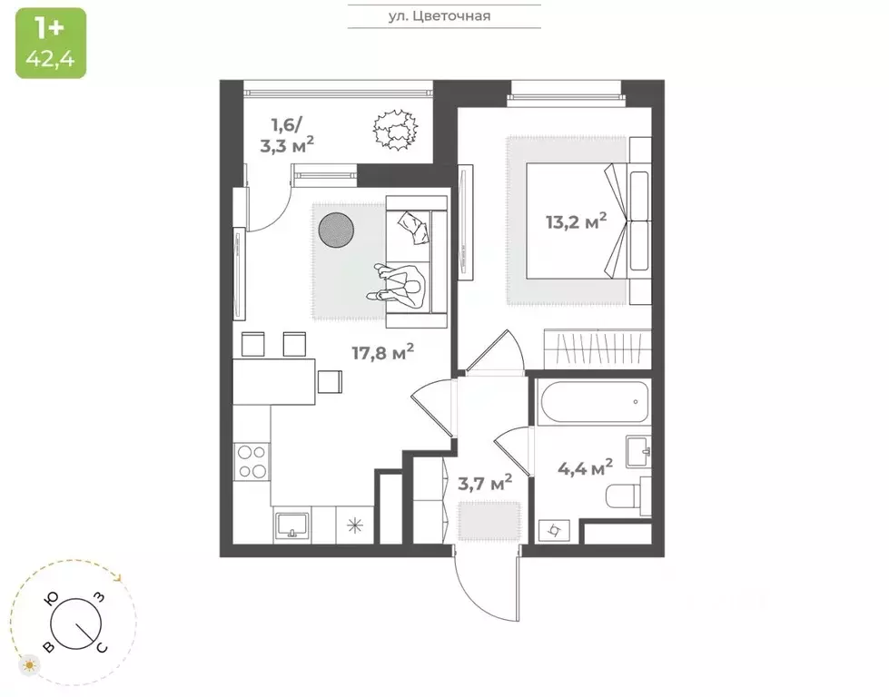 1-к кв. Тверская область, Тверь Соминка мкр,  (40.7 м) - Фото 1