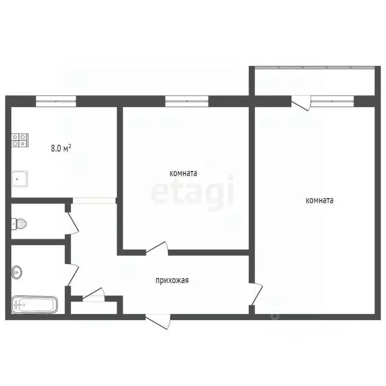 2-к кв. Владимирская область, Муром Владимирская ул., 30 (53.6 м) - Фото 1