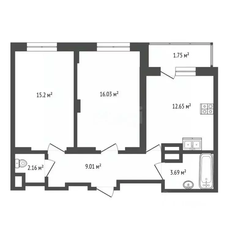 2-к кв. Ярославская область, Ярославль просп. Фрунзе, 49 (60.49 м) - Фото 2