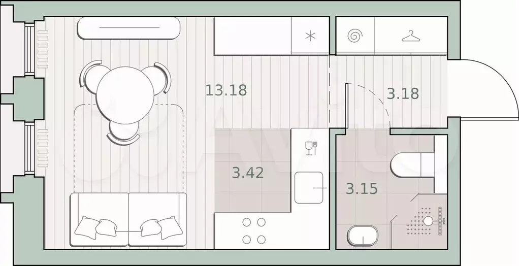 Квартира-студия, 22,9 м, 20/44 эт. - Фото 1