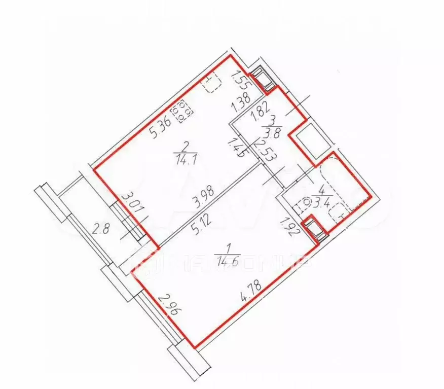 1-к. квартира, 35,9 м, 6/9 эт. - Фото 1