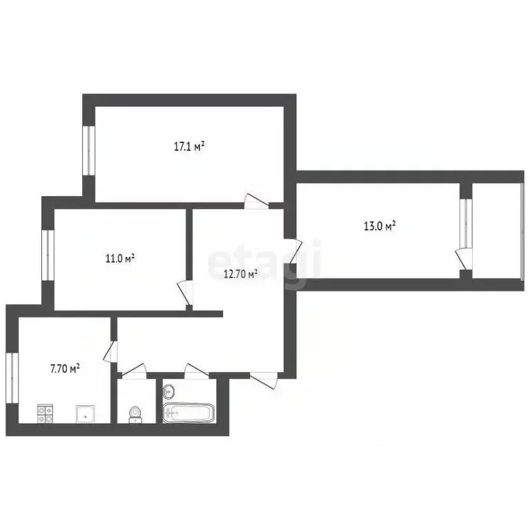 3-к кв. Ямало-Ненецкий АО, Новый Уренгой Советский мкр, 5/1 (67.0 м) - Фото 1