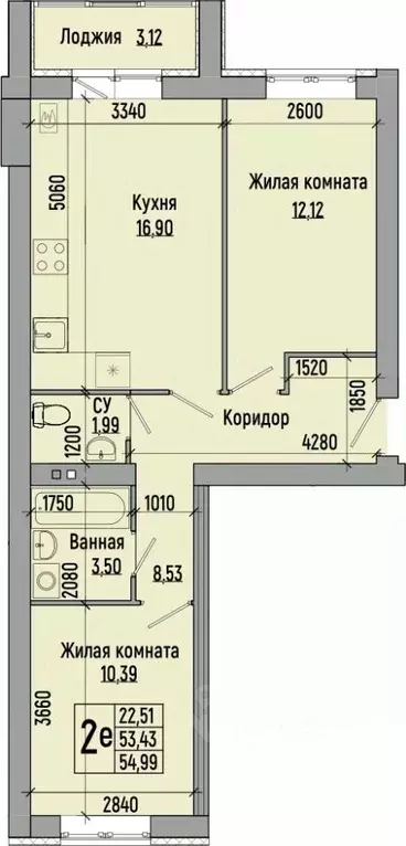 2-к кв. Волгоградская область, Волгоград Долина-2 жилрайон,  (54.99 м) - Фото 0