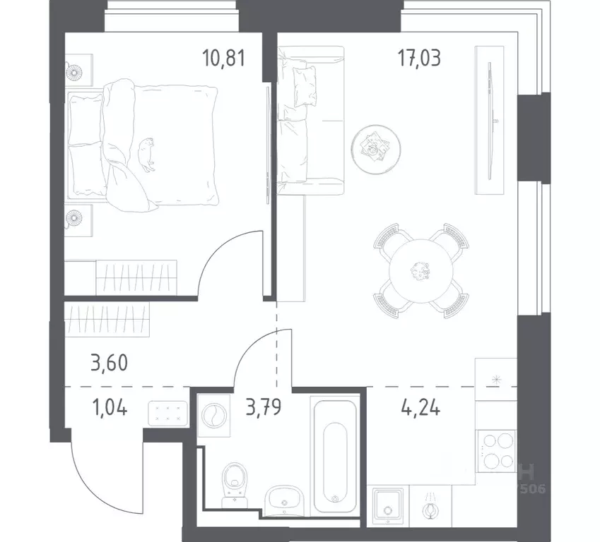 1-к кв. Московская область, Домодедово городской округ, с. Ям ... - Фото 1