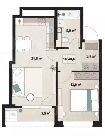 2-к кв. Удмуртия, Ижевск Воткинское ш., 61 (44.0 м) - Фото 2