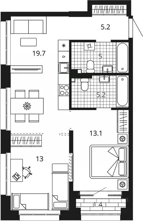 2-к кв. Пензенская область, Пенза Центральный квартал Скала Сити жилой ... - Фото 1