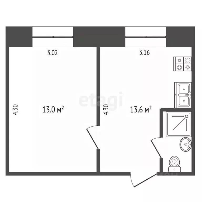 1-к кв. Башкортостан, Стерлитамак ул. Химиков, 24 (26.6 м) - Фото 2