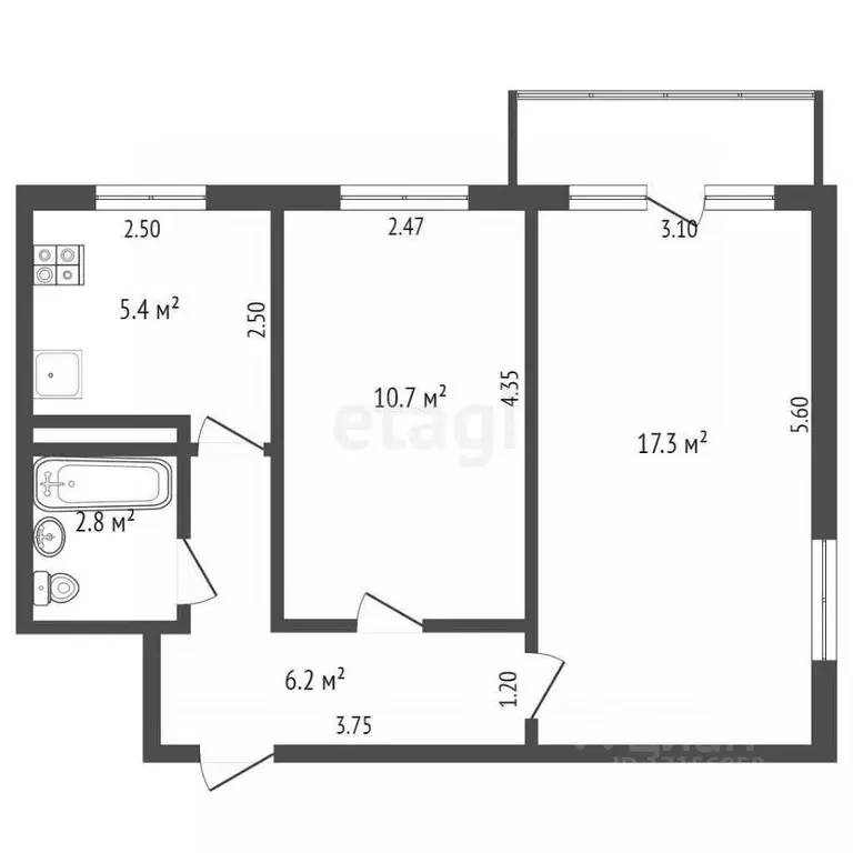 2-к кв. Хабаровский край, Хабаровск ул. Суворова, 13 (42.6 м) - Фото 2