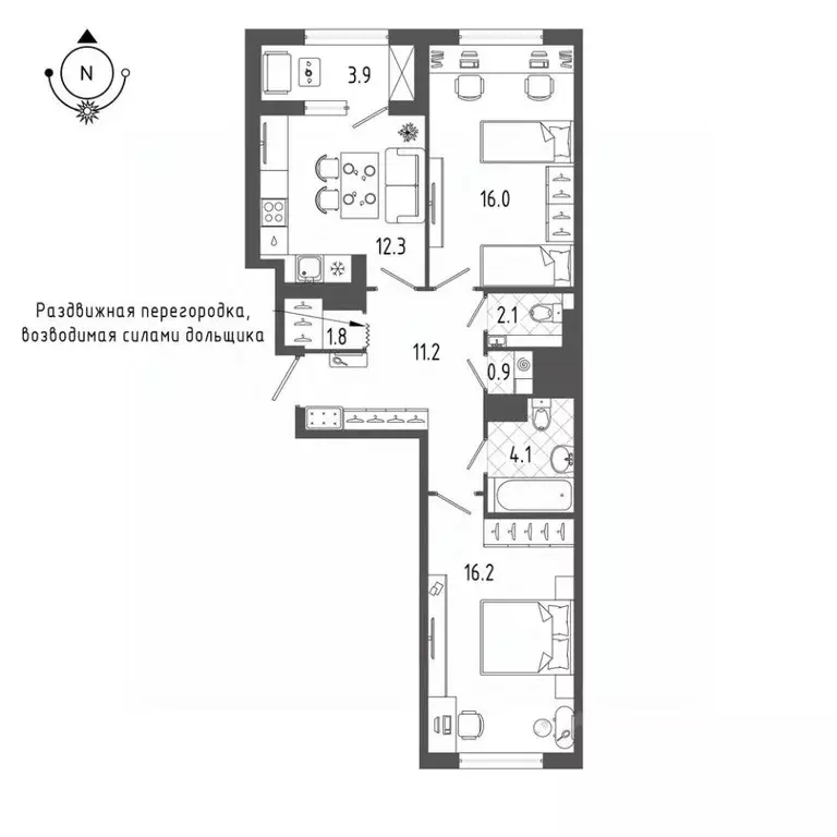 2-к кв. Санкт-Петербург бул. Измайловский, 9 (66.6 м) - Фото 0