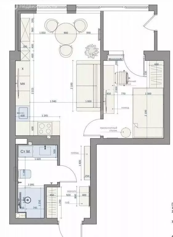 2-комнатная квартира: Барнаул, проспект Строителей, 18к1 (35.4 м) - Фото 1
