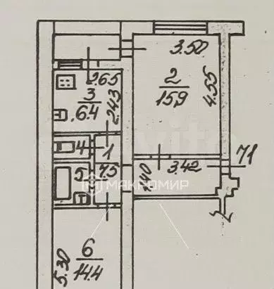 2-к. квартира, 51 м, 2/5 эт. - Фото 0