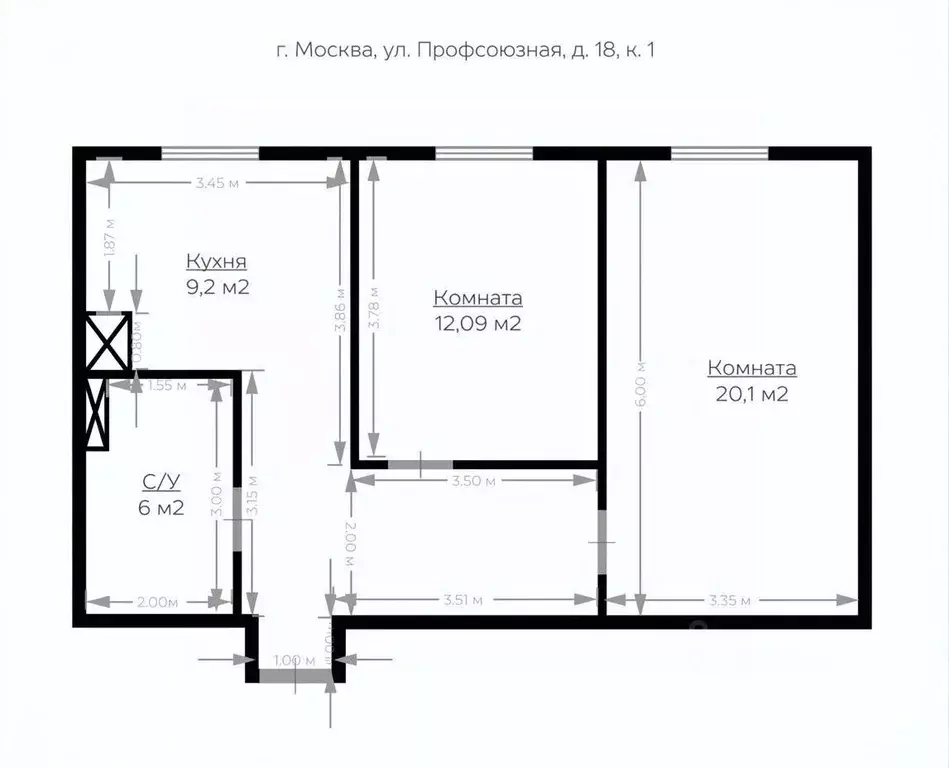 2-к кв. Москва Профсоюзная ул., 18К1 (61.3 м) - Фото 2