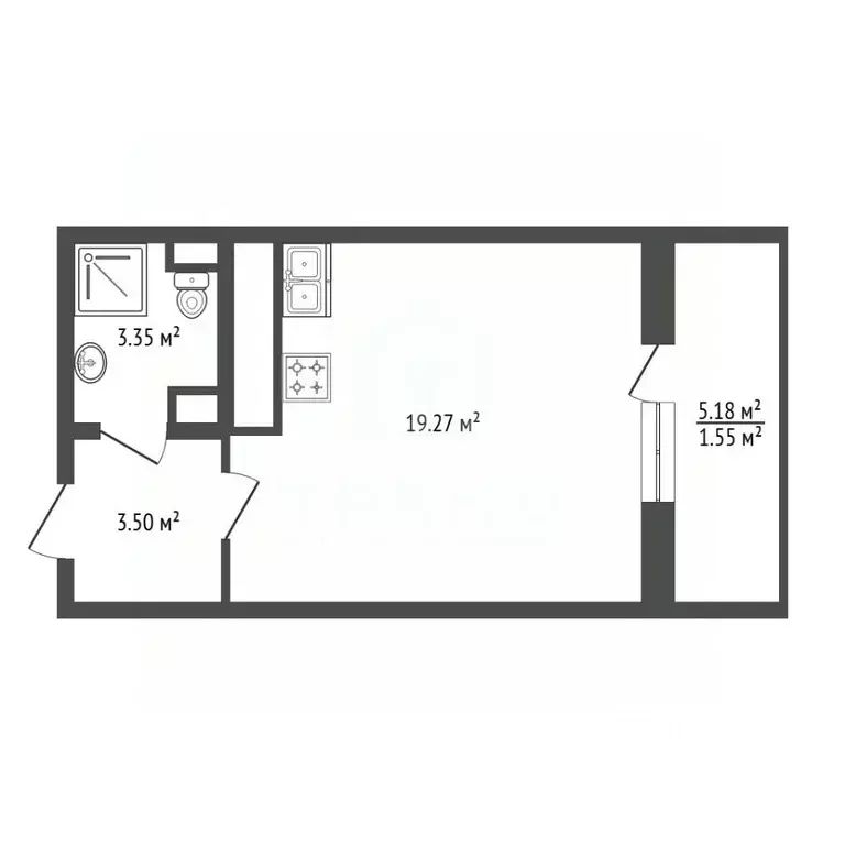 Студия Санкт-Петербург просп. Энергетиков, 11к2 (25.7 м) - Фото 2