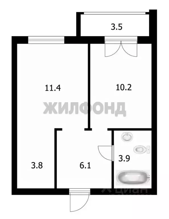 1-к кв. Новосибирская область, Новосибирск Кубовая ул., 96/4 (35.4 м) - Фото 2
