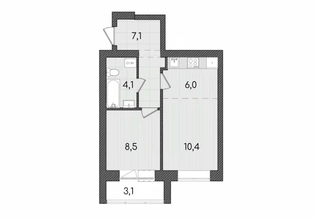2-к кв. Кировская область, Киров ул. Капитана Дорофеева, 22 (39.2 м) - Фото 1