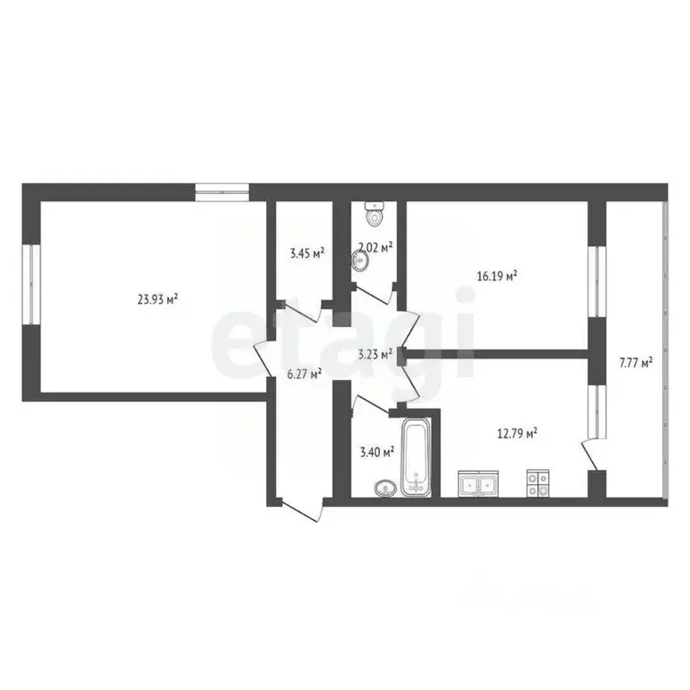 2-к кв. Калужская область, Калуга ул. Академика Потехина, 3 (71.3 м) - Фото 2