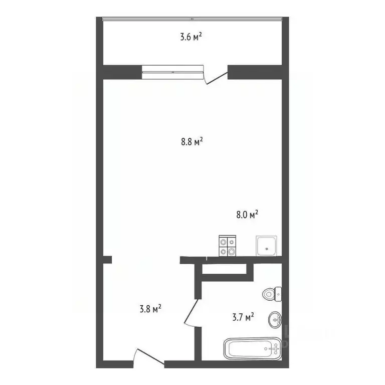 Студия Ямало-Ненецкий АО, Новый Уренгой Дружба мкр, 4/2 (23.5 м) - Фото 1