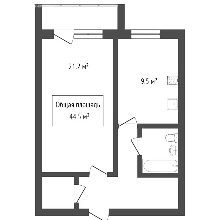 1-комнатная квартира: Томск, улица Челюскинцев, 2 (42.3 м) - Фото 0