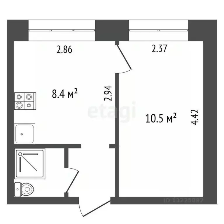 1-к кв. Вологодская область, пос. Сосновка ул. Комсомольская, 4 (23.0 ... - Фото 1