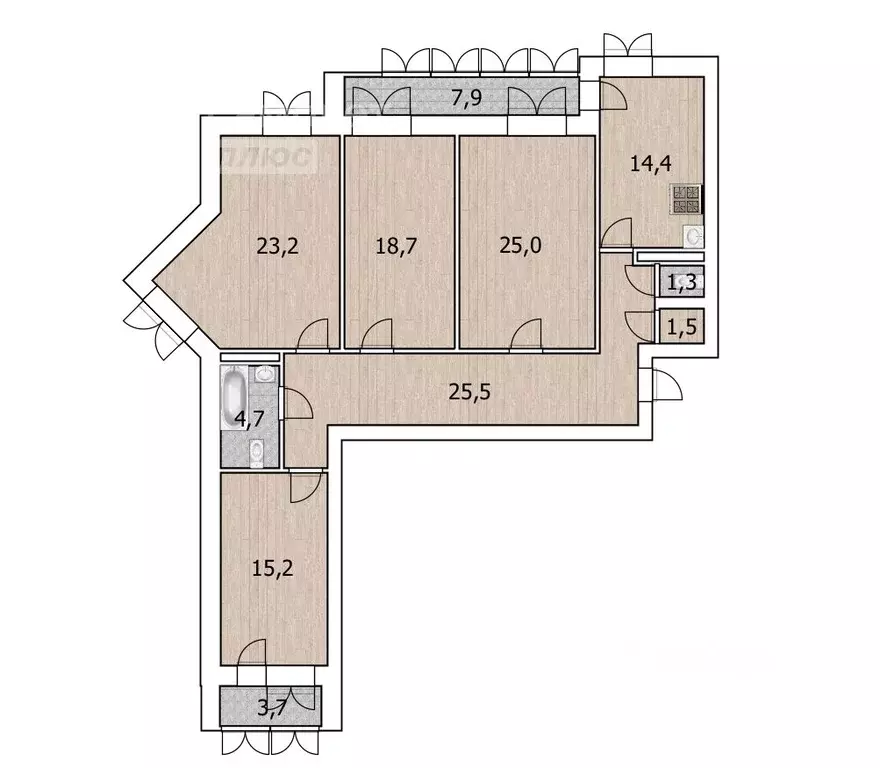 4-к кв. Башкортостан, Уфа ул. Октябрьской Революции, 62 (138.9 м) - Фото 1