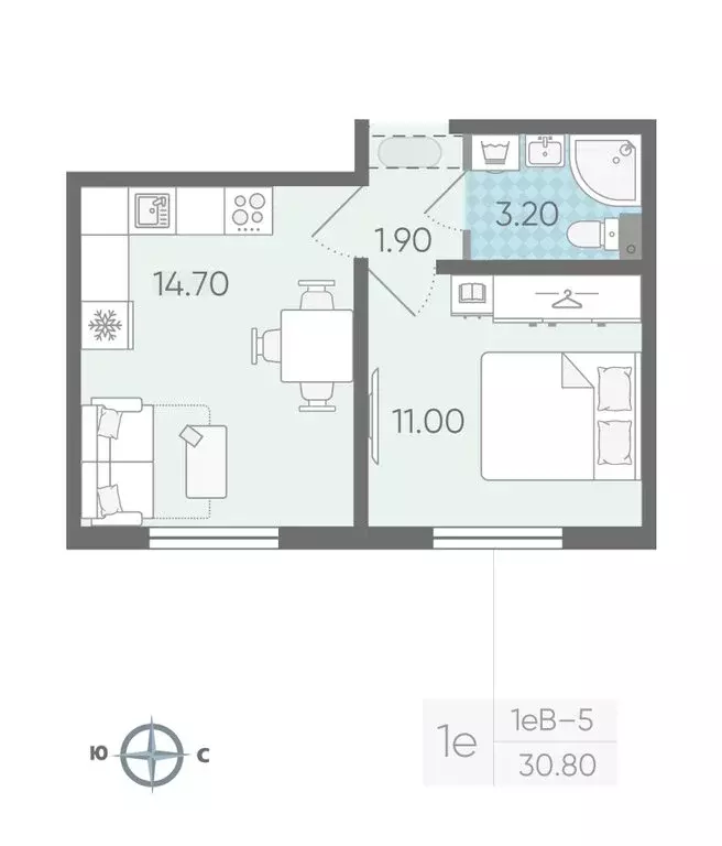 1-комнатная квартира: Ковалёво, улица Александра Разгонина, 2к1 (30.8 ... - Фото 2