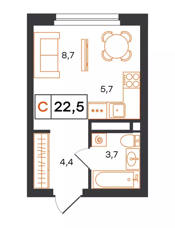 Квартира-студия: Екатеринбург, улица Патриса Лумумбы, 54 (22.5 м) - Фото 1