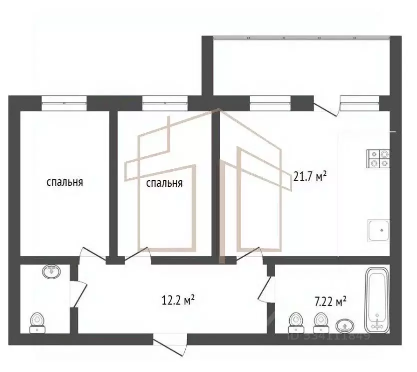 2-к кв. Тюменская область, Тюмень ул. Тимофея Кармацкого, 11к2 (68.9 ... - Фото 1