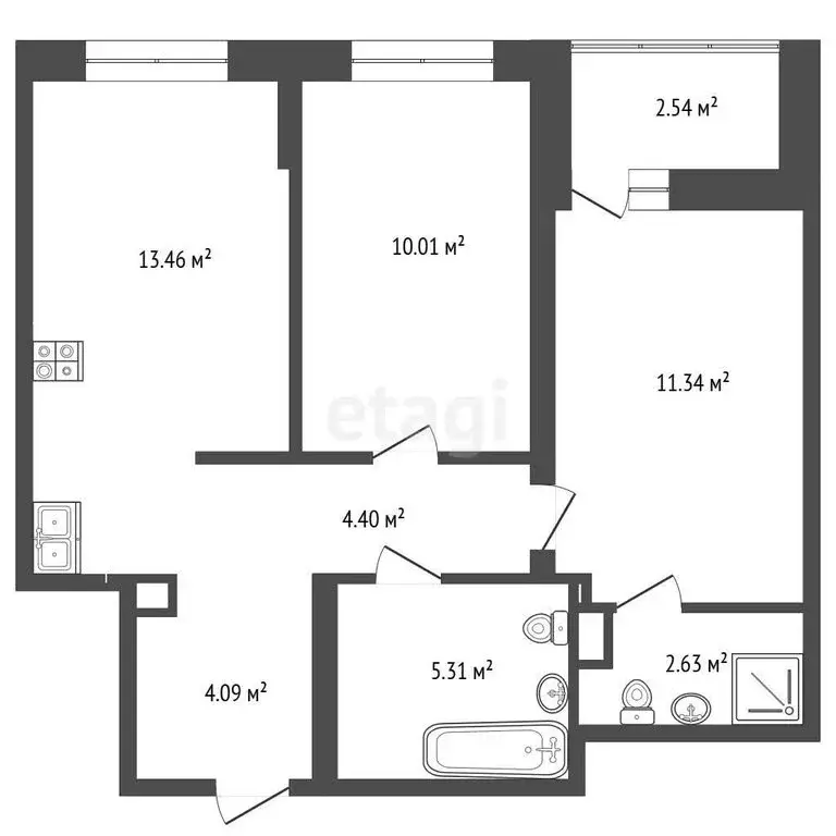 2-комнатная квартира: деревня Дударева, улица Сергея Джанбровского, ... - Фото 1