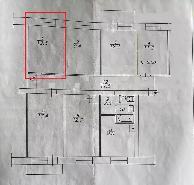 Комната 12,3 м в 6-к., 4/5 эт. - Фото 0