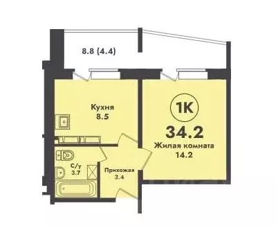 1-к кв. Новосибирская область, Новосибирск ул. Объединения, 4 (34.2 м) - Фото 0