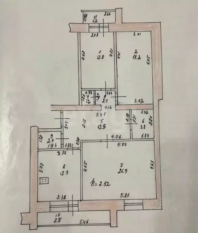 3-к кв. Татарстан, Казань Ново-Светлая ул., 16а (93.5 м) - Фото 2