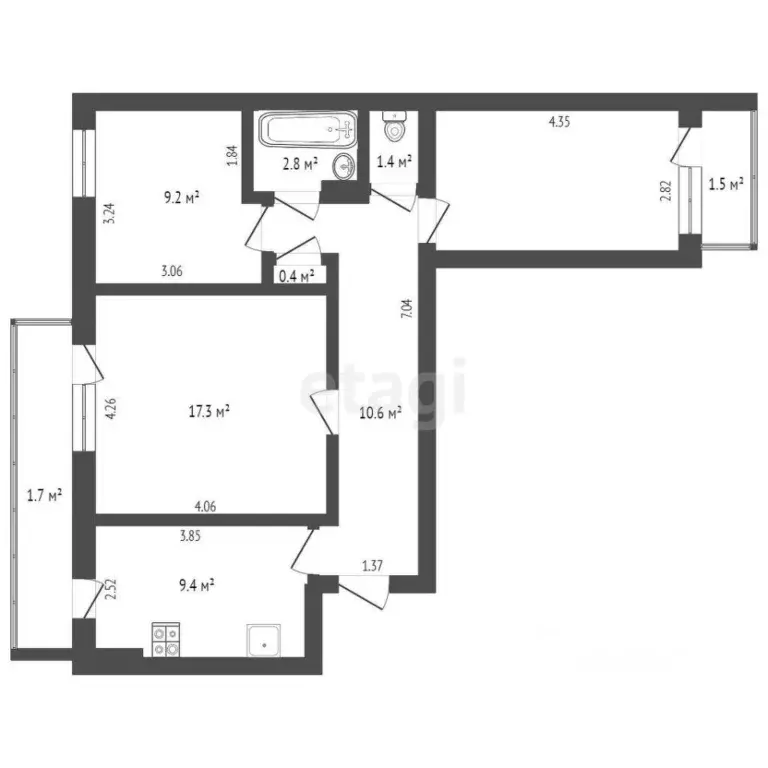 3-к кв. Крым, Саки ул. Советская (67.0 м) - Фото 1