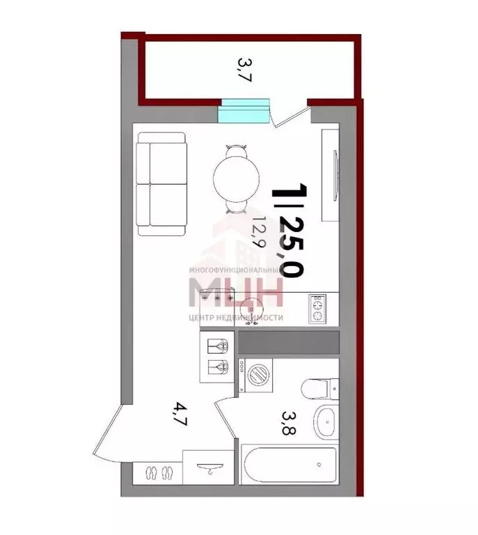 Квартира-студия: Тверская область, Калининский муниципальный округ, ... - Фото 2