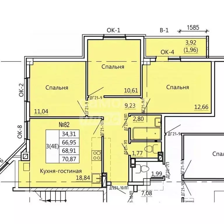4-к кв. Курская область, Курск Театральная ул., 14 (70.8 м) - Фото 1