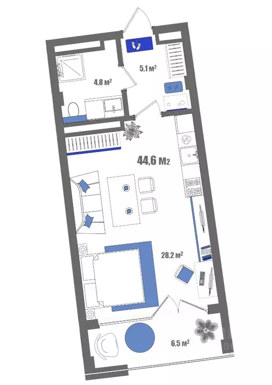 1-к кв. Крым, Судак ул. Набережная, 75 (43.3 м) - Фото 0