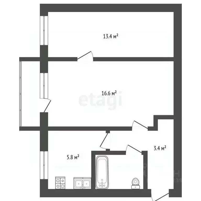 2-к кв. Башкортостан, Стерлитамак ул. Тукаева, 5Б (43.6 м) - Фото 2