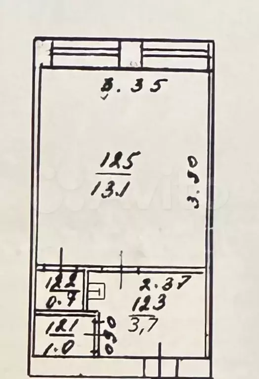 1-к. квартира, 18,5 м, 3/5 эт. - Фото 0