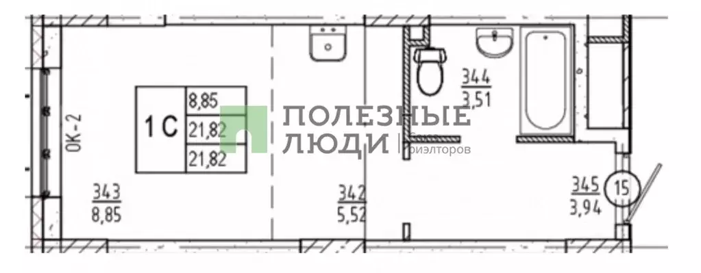 Студия Хабаровский край, Хабаровск ул. Виталия Бубенина, 1 (21.8 м) - Фото 2