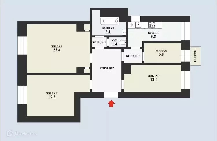 Продаётся 4-к квартира, 89.7 м - Фото 1